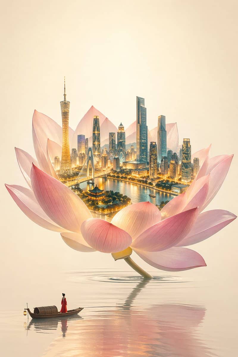 New Chinese Minimalist Floral Illustration