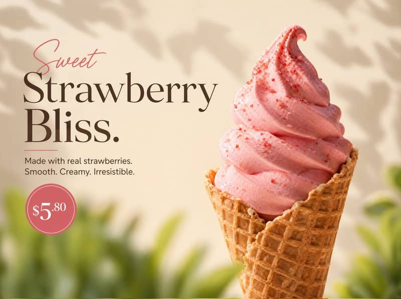Strawberry Ice Cream Product Photography