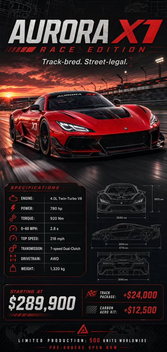Racing Car Poster with Specs